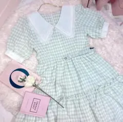 Manon Tokyo ギンガムチェックワンピース 緑