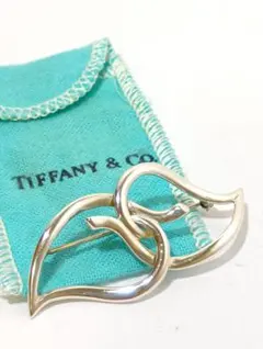 Tiffany　ティファニー　ブローチ　ダブルリーフ　STERLING 刻印のサムネイル