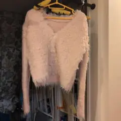 ピンク ファー風 カーディガン 長袖
