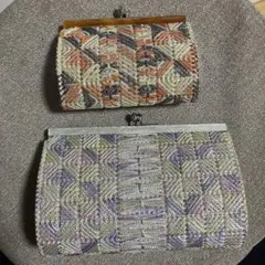 ハンドメイド キラキラ がま口ポーチ 大 小 2個セット