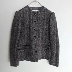 キミジマ KIMIJIMA シルク100 ノーカラージャケット ツイード 裏地付のサムネイル