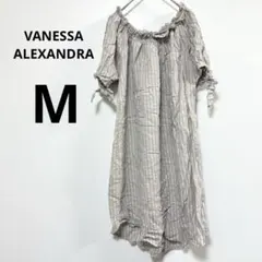 VANESSA ALEXANDRA【M】リネン混オフショルワンピース ストライプ