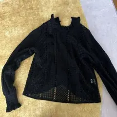 Ray BEAMS レースブラウス 長袖 ブラック