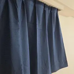 NITORI ネイビー チェック柄カーテン
