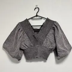 【美品】EMODA シャーリングトップス ピンクラベンダー系