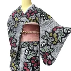 A62有松鳴海絞り高級浴衣 花 綿レディース浴衣単品 お仕立て - メルカリ