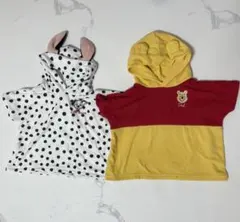 ディズニー 101匹わんちゃん80cm プーさん90cm 半袖パーカー2枚セット