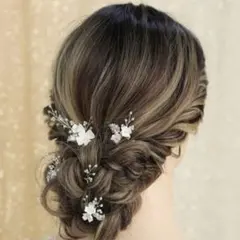 フラワーヘアピンセット ベージュ ホワイト ゴールド まとめ売り