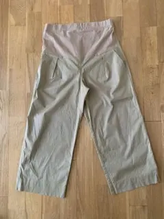 LEPSIMベージュ マタニティパンツ　ワイドクロップドパンツ