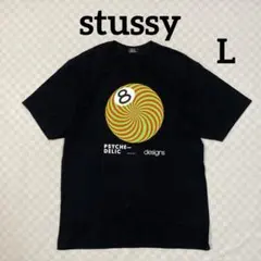 stussy 8ball PSYCHEDELIC Tシャツ L 黒　メキシコ製のサムネイル