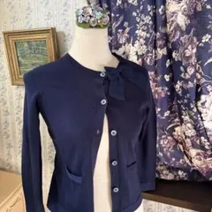 ブルックスブラザーズ　カーディガン紺色ネイビー リボン付き カーディガン