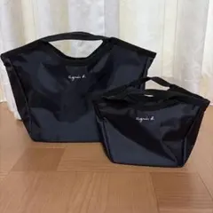 agnès b. 黒 ナイロントートバッグ　大小2個セット