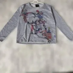 iS ScoLar花柄 ニュアンスカラー長袖プルオーバー M ラベンダーグレー