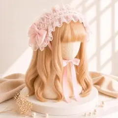 [ラスト1点]ピンク ヘッドドレス レース リボン ロリータ 量産型 地雷系