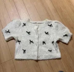 MAJESTIC LEGON リボン付ホワイトカーディガン