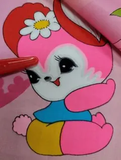 蛍光ピンクのうさぎ　バンビちゃん　昭和レトロ生地