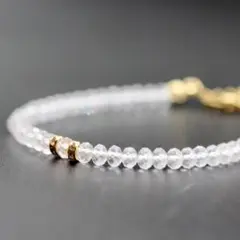 天然石 水晶 4mmボタンカット キラキラ 重ね付け ブレスレット 浄化
