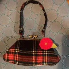 ウールタータンチェックがま口バッグ