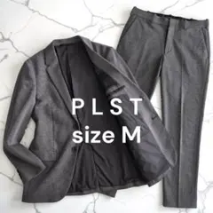 美品 プラステ 千鳥格子 ウォッシャブル ストレッチ スーツ Mサイズ グレー