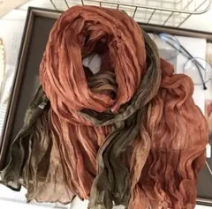 ◆ストール◆ブラウン〜グリーンのグラデーション染め◆175x75cm◆送料込み
