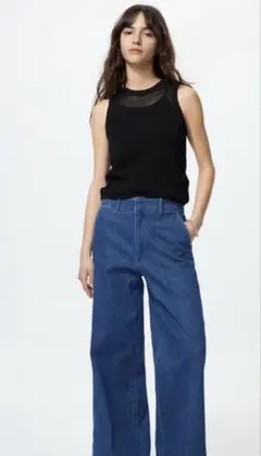 ユニクロ　ワイドトラウザージーンズ　M ブルー　新品未使用タグ付