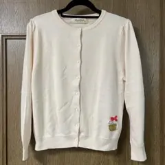 フランシュリッペ  ネコ　バスケット　リボン　刺繍　カーディガン ミルク