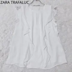 ザラトラファルック　ブラウス　フリル　シフォン　フレア　ガーリー　ホワイト　XS