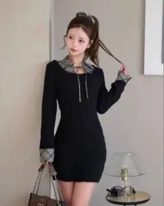 Darich レイヤードライクニットミニワンピース