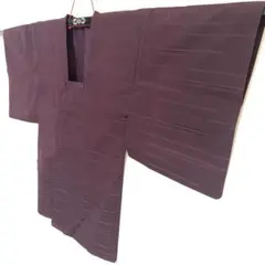 5k756 道行コート　正絹　単衣　紬　和装コート　紫　柄物　和装　着物