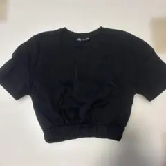 ZARA クルーネック 半袖 Tシャツ ブラックレディース　トップスのサムネイル