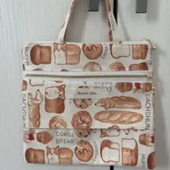 ティッシュケース付き二段ファスナーポーチ　ミニバック　いぬ　犬　イヌ　コーギー