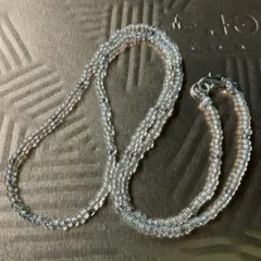 ビーズネックレス　クリアシルバー　シンプル　華奢　金具シルバー　15