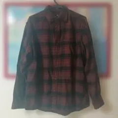 ユニクロ　フランネルチェックシャツ　L ワインレッド　ブラック　UNIQLO