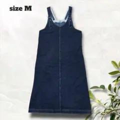 ジャンパースカート【M】デニムライク ストレート オールシーズン 大人可愛い