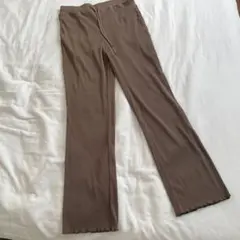 ジーユー　リブパンツ　リブレギンスパンツ　モカブラウン