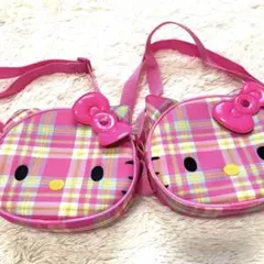ハローキティ チェック柄 ショルダーバッグ 双子コーデ ペア