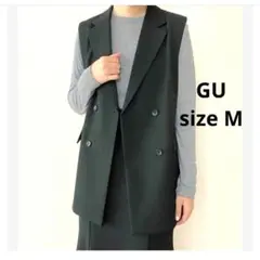 美品 GU レディースM オーバーサイズ ダブルブレストベスト ロングジレ