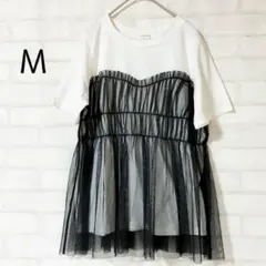 コルザ ハニーズ M フリル Tシャツ 白 チュール 黒 ペプラム