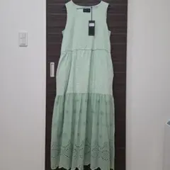 イルベント＆ラセータ コットン レース マキシ丈 ワンピース ミントグリーン