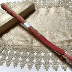 着物-帯締め975 【正絹】朱赤×金彩 華やかフォーマル アクセントカラー