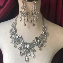 ビジュー ネックレス ピアス セット