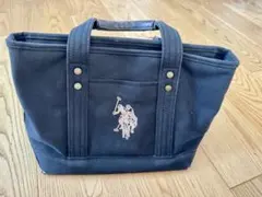 ブラックキャンバストートバッグ ロゴ刺繍