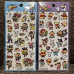 ①クレヨンしんちゃん　ぷっくり クリアシール ステッカー　2枚セット