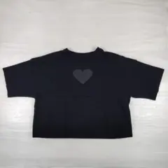 クードル クロップド ハート プリント Tシャツ 半袖 ダークネイビー 金子綾