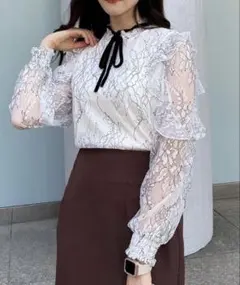 INGNI 肩フリルリボン付レーストップス