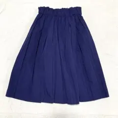 【ハンチ】フレアギャザースカート 綿混 ウエストゴム 裏地有 ひざ下 シンプルMのサムネイル
