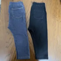 ユニクロ ズボン 80 レギンス デニムライク 黒 10分丈