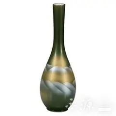 菊の御紋入り九谷焼 8.5号花瓶 黒色スタン ド付き
