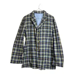 EARTH BOUND 青と黄色のチェック柄 ジャケット XL