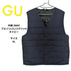 GU 中綿 2WAY ブルゾン(コンパクト)+E ネイビー　サイズXL